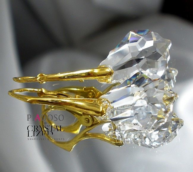 Swarovski piękne kolczyki ZŁOTE SREBRO 16CR