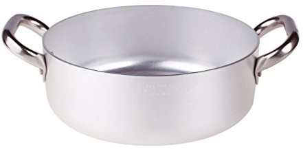 Pentole Agnelli pentole agnelli aluminium Profi 3 MM, płaskie rondel z dwoma uchwytami, srebrny/czarny, 28 cm ALMA10628
