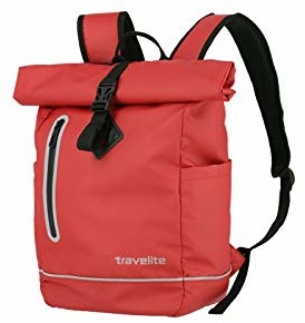 Travelite travelite Plecak rowerowy z wodoodpornego materiału, seria BASICS Roll-Up plecak z plandeką: praktyczny plecak dzienny z odblaskami, 096314-20, 48 cm, 19 litrów, czerwony (red) (czerwony) - 096314-10 096314-10