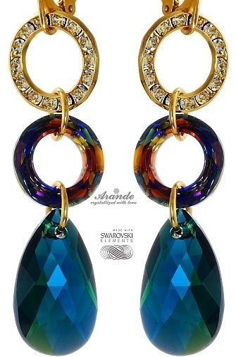 Swarovski Kolczyki EMERALD VOLCANO ZŁOTE SREBRO