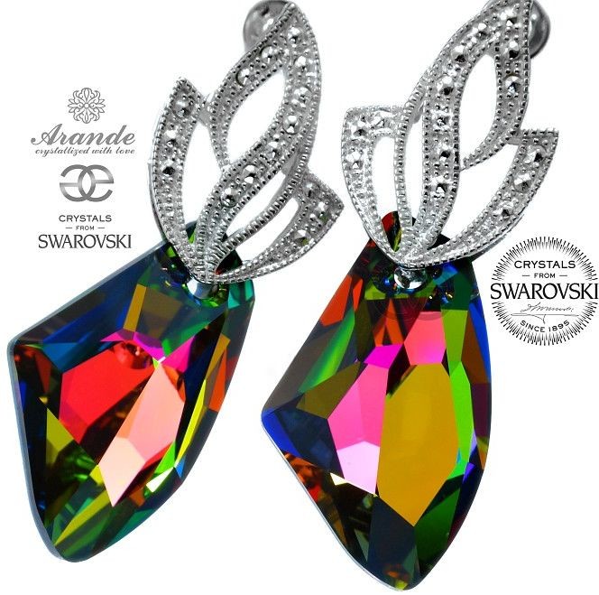 Swarovski UNIKAT kolczyki VITRAIL GALACTIC ADMIRE SREBRO