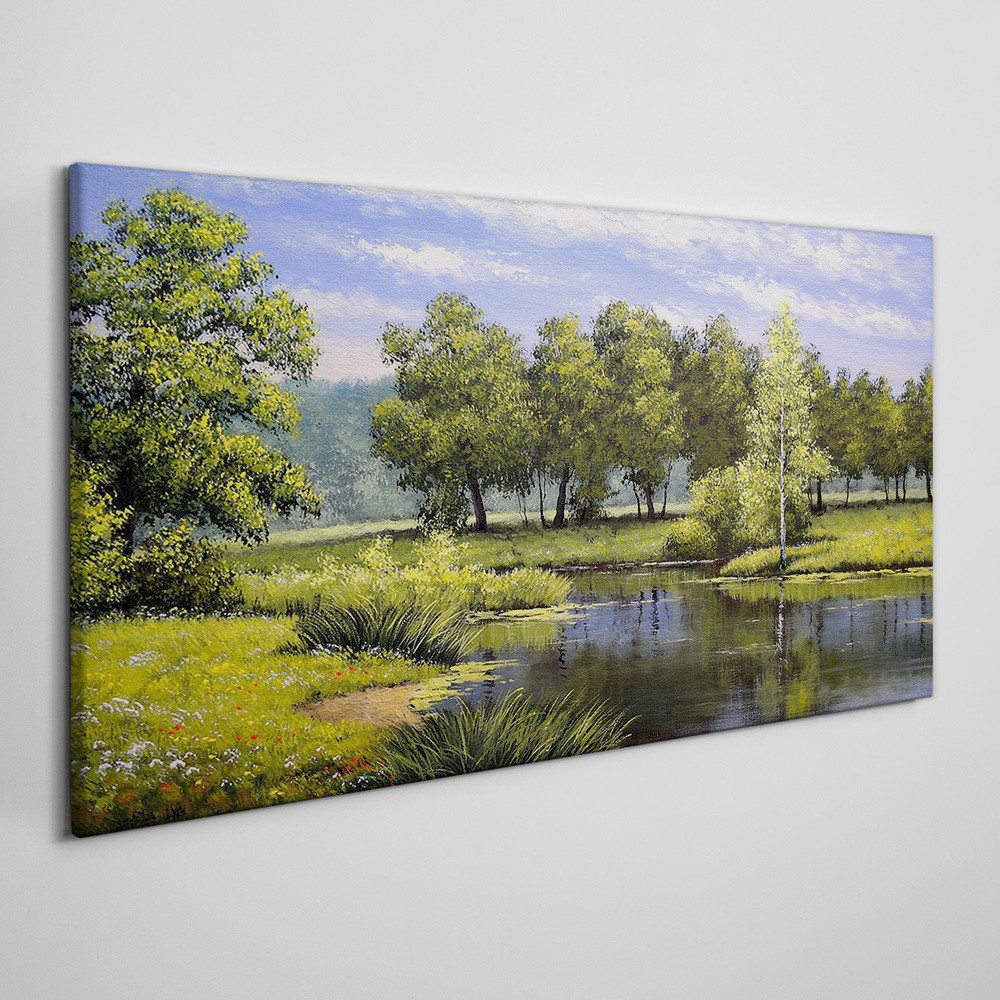 PL Coloray Obraz na Płótnie drzewa woda 100x50cm