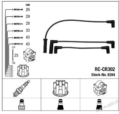 NGK Przewody zapłonowe 8284 RC-CR302 8284