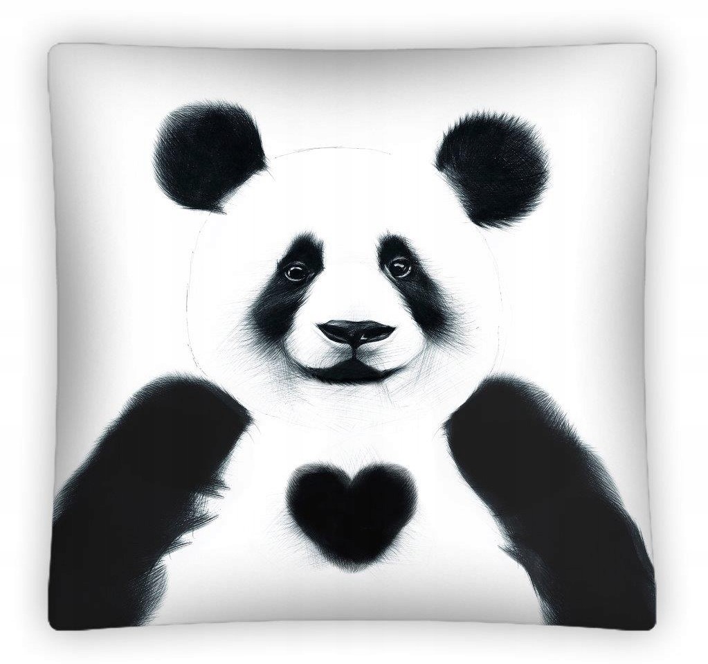 Poszewka dziecięca 40x40 3D Panda Miś biała czarna