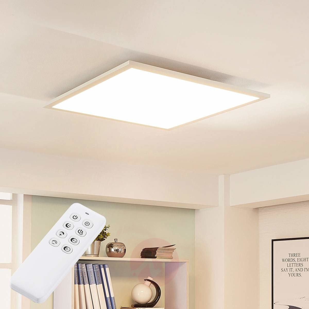 Kwadratowa lampa sufitowa LED Lysander, ściemniana