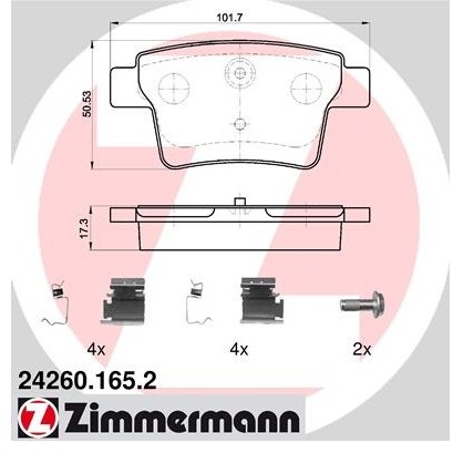 ZIMMERMANN Zestaw klocków hamulcowych, hamulce tarczowe 24260.165.2