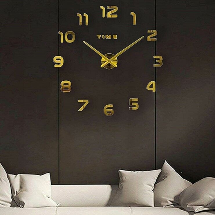 Nowoczesnezegary Duży nowoczesny zegar na ścianę cyfry złoty CYF-Z