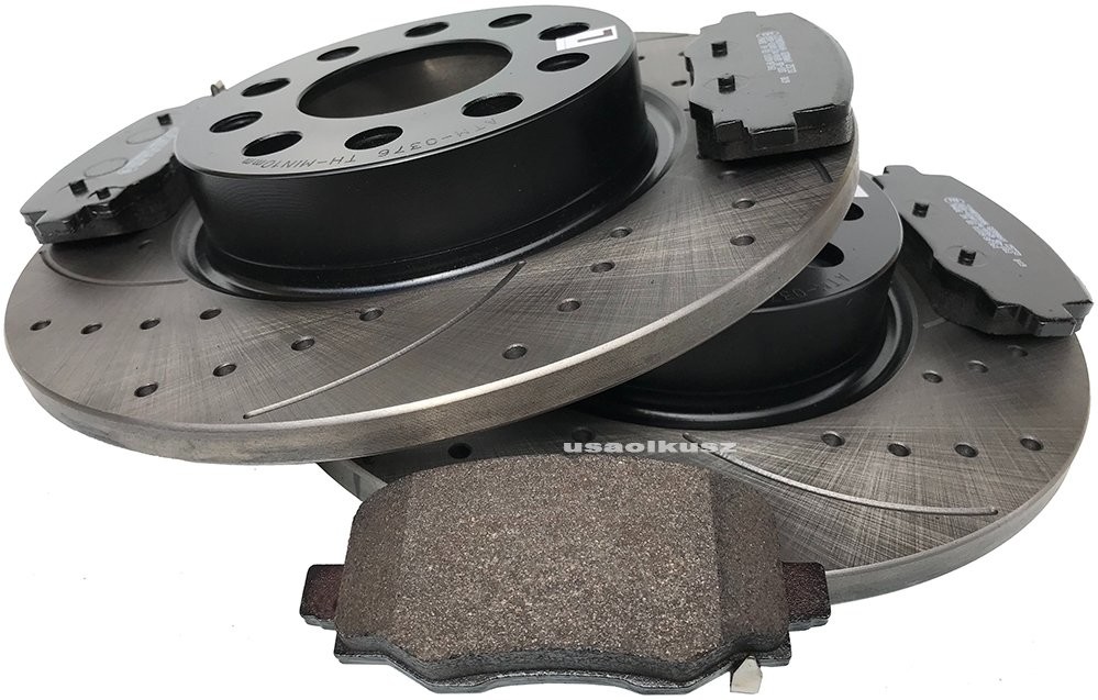 ATM Tylne klocki + WIERCONE tarcze hamulcowe BLACK Jeep Renegade 0376S+PMD1734