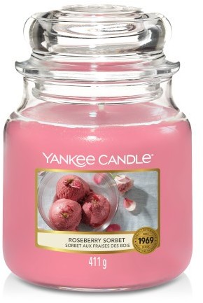 Yankee Candle Świeca Zapachowa Roseberry Sorbet, Słoik Średni