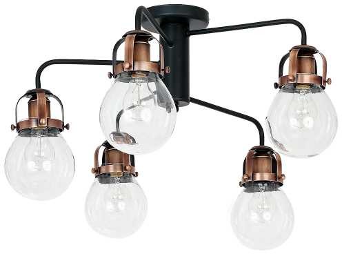 Luminex Plafon Paris 7822 lampa sufitowa 5x60W E27 antyczna miedź czarny
