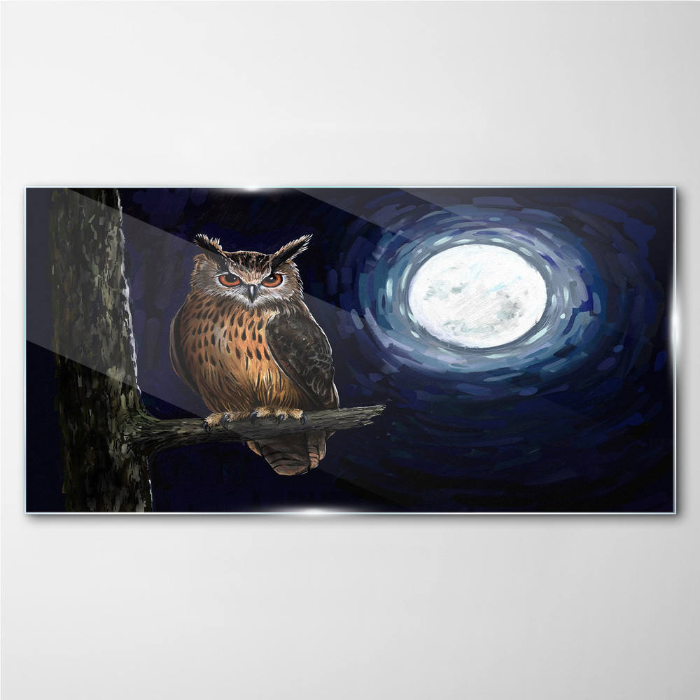 PL Coloray Obraz Szklany drzewo gałąź sowa noc księżyc 100x50cm