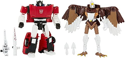 Transformers F1208, Toys Generations Kingdom Battle Across Time Collection klasa Deluxe WFC-K42 Sideswipe i maksymalny Skywarp, wiek 8 lat i więcej, 14 cm 1