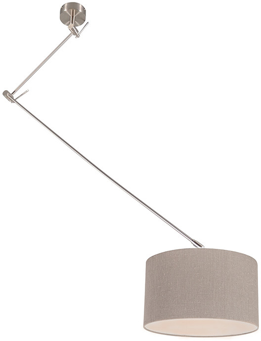 QAZQA Lampa wisząca regulowana stal klosz postarzany szary 35cm - Blitz I