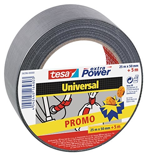 TESA Dodatkowa uniwersalna taśma z tkaniny wzmocniona tkaniną taśma klejąca do napraw, mocowania, wiązania, wzmocnienia lub uszczelniania szara 30 m x 50 mm 5639600000