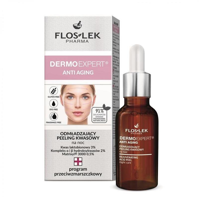 Floslek Dermo Expert Anti Aging odmładzający peeling kwasowy na noc 30ml