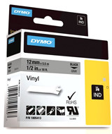 Dymo Oryginał RHINO taśma winylowa 12 mm czarna na szarym 1805413