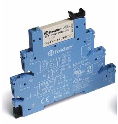 Finder Przekaźnikowy moduł sprzęgający 38.51.3.240.5060 Moduł sprzęgający, przełączny 1CO (SPDT) 6 A AgNi + Au 220240 V wykonanie dla linii długich dla (110125)V AC/DC - (230240)V AC 38.51.3.2 38.51.3.240.5060
