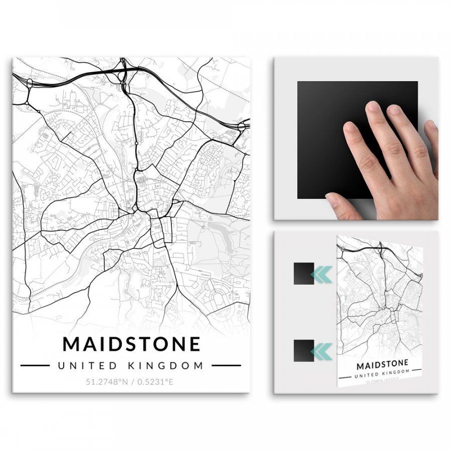 Pix4home Plakat metalowy Mapa B&W Maidstone M POS-M-04024