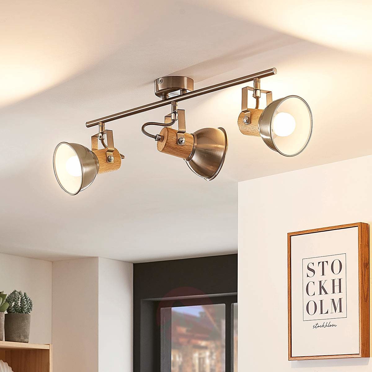 Lampenwelt COM Dennis 3-punktowa, podłużna lampa sufitowa LED
