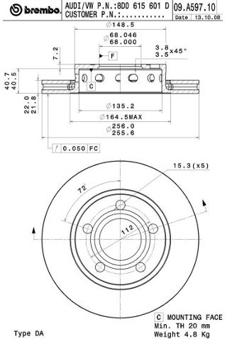 BREMBO Tarcza hamulcowa 09.A597.11