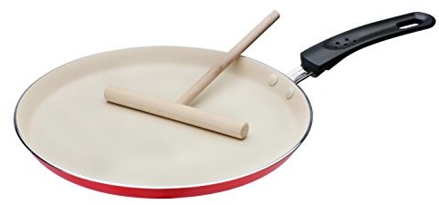 GSW 456715 patelnia Crepe Czerwony/kremowy Crepe-aluminiowa indukcja Patelnia indukcyjna 26 cm z uchwytem, rozdzielacz do ciasta, aluminium, 43,7 x 26,2 x 2,0 cm, 2 jednostki 456715