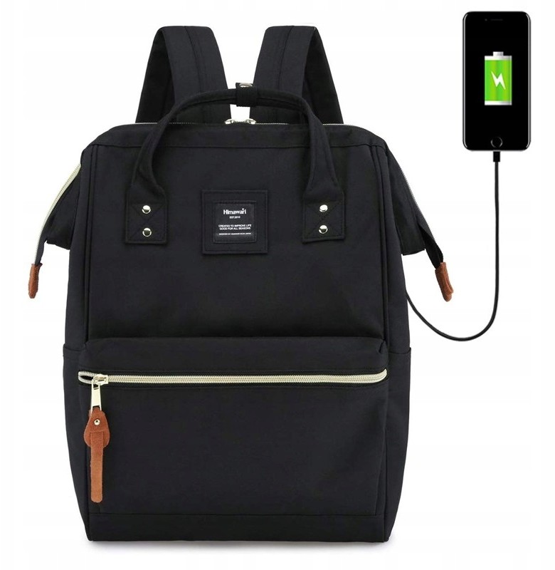 Wro Damski plecak szkolny Himawari 9001 Usb czarny