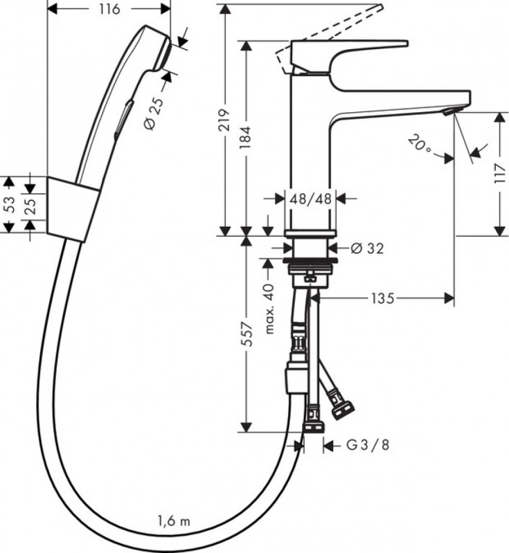 Hansgrohe Metropol Bidette Loop chrom 74522000