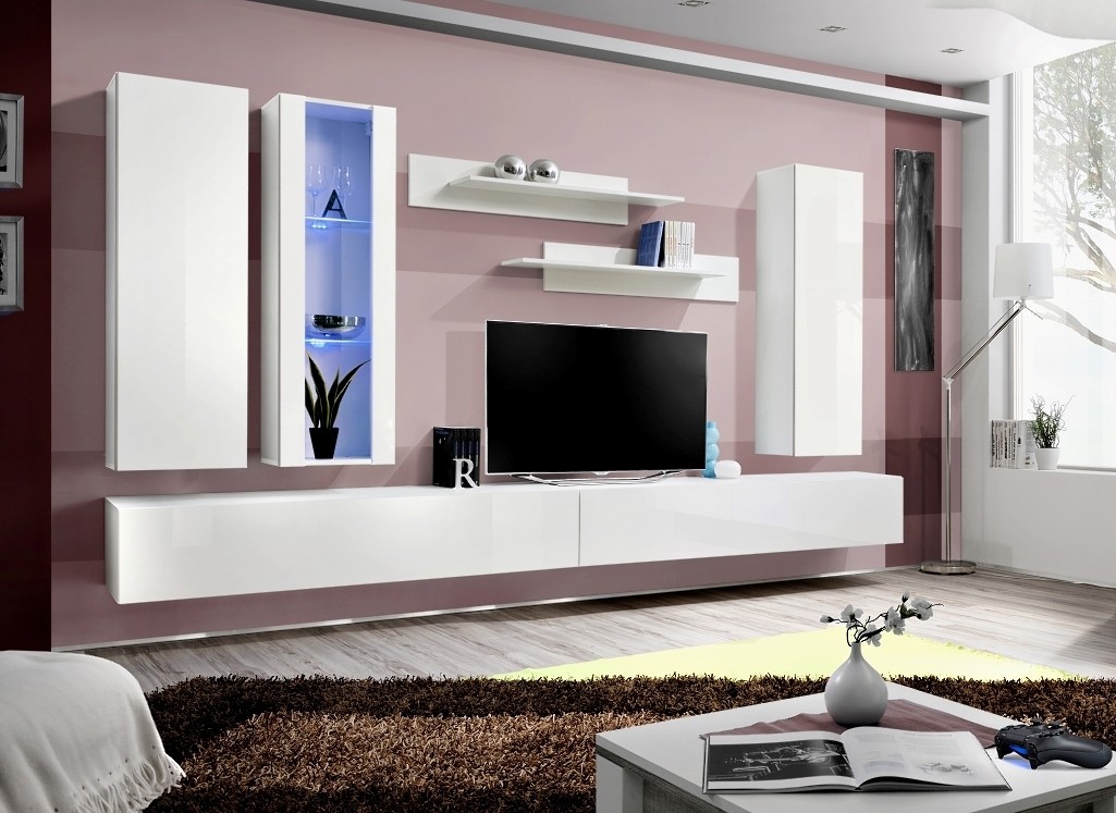MEBLOŚCIANKA FLY E4 BIAŁY MAT/BIAŁY POŁYSK + LED 23 WW FY E4