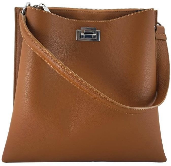 Barberini's Duże torby damskie skórzane - Barberini's - Brązowa jasna 714-12