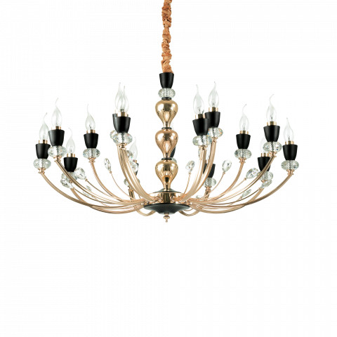 Ideal Lux Żyrandol Vanity SP15 206639 klasyczna oprawa wisząca w kolorze czarnym 206639