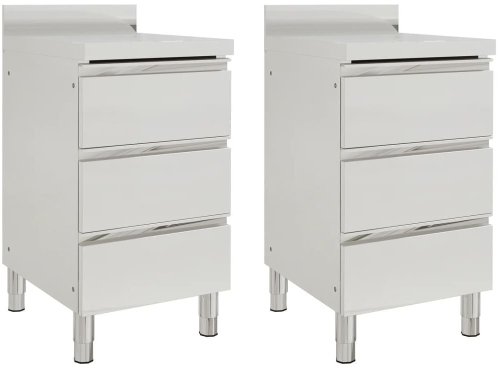 VidaXL Szafki gastronomiczne z 3 szufladami, 2 szt., stal nierdzewna 3081935 VidaXL