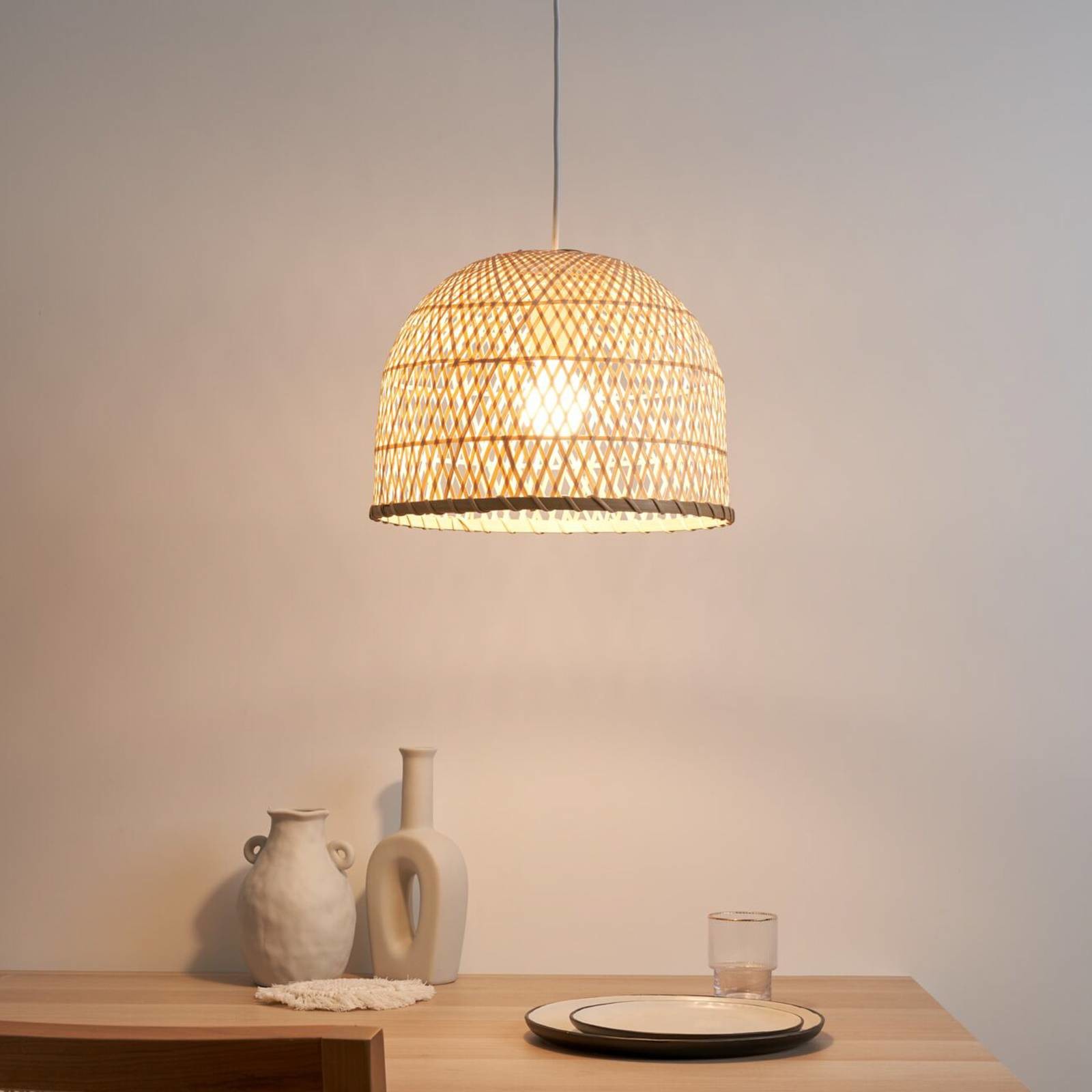 Pauleen Pauleen Woody Pearl lampa wisząca bambusowy klosz