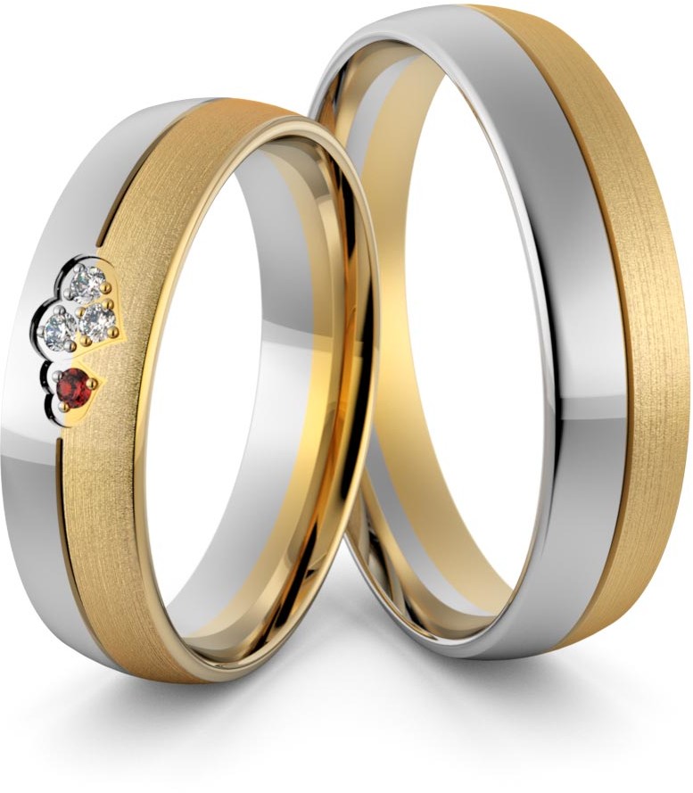 Eminence Obrączki ślubne dwukolorowe splecione serca z brylantami - Au-970 Au-970-4