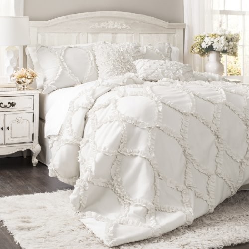 Lush Decor Avon 3-Piece Comforter zestaw, Queen, White C18071P14-000