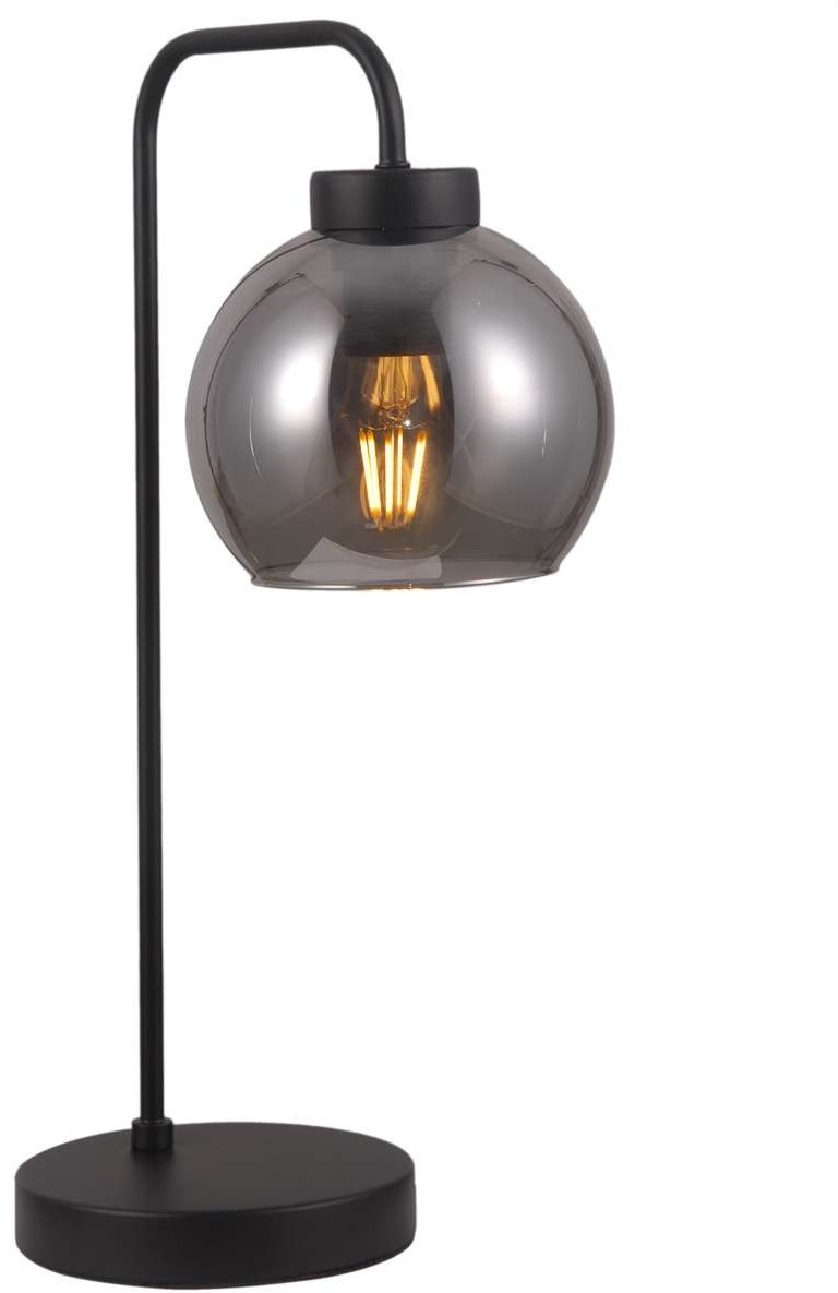 Italux Stojąca LAMPKA biurkowa POGGI TB-28028-1 loftowa LAMPA stołowa szklana kula ball czarna przydymiona TB-28028-1