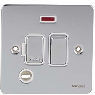 Schneider Electric GU5214WPC Ultimate płaska płyta, przełączane połączenie bezpiecznika, neonowe, chrom - opakowanie 1 szt. GU5214WPC