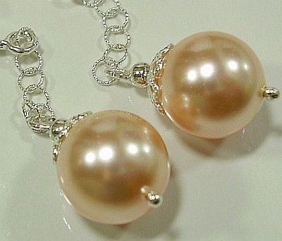 Swarovski PERŁY SREBRO kolczyki 12 mm Peach