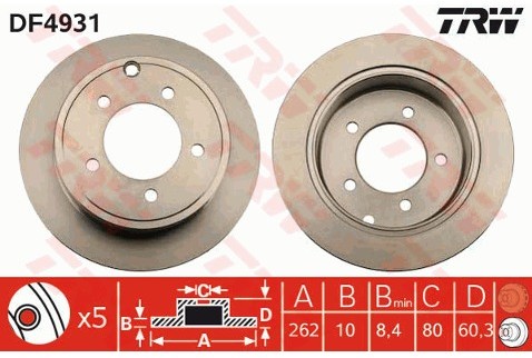 TRW Tarcza hamulcowa DF4931
