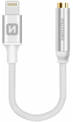 SWISSTEN Adapter Lightning Jack 3.5mm SWISSTEN Textile 0.15 m Srebrny 73501212