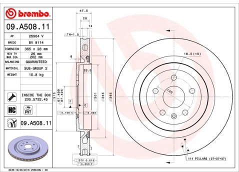 BREMBO Tarcza hamulcowa 09.A508.11