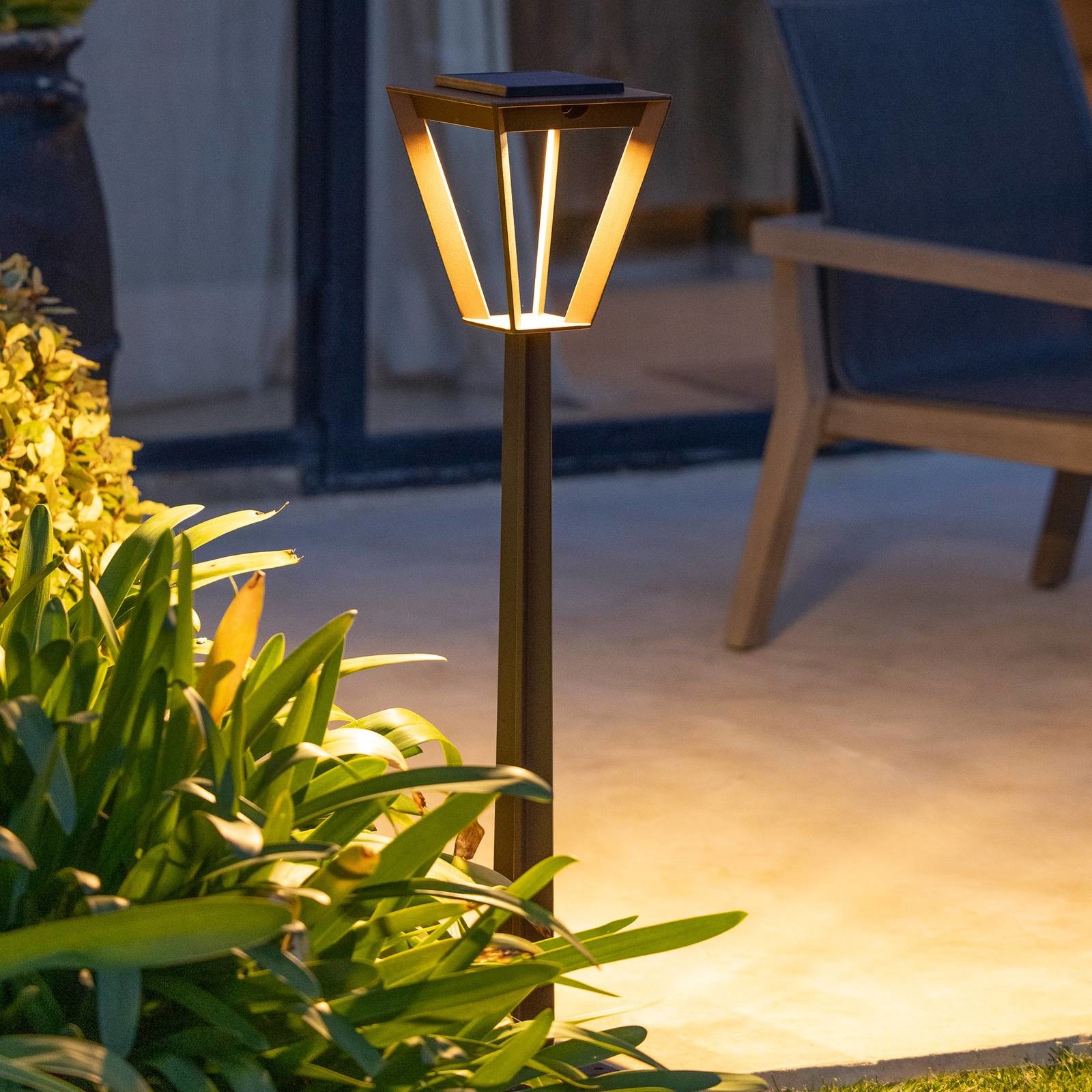 Les Jardins Lampa cokołowa solarna LED Metro czujnik, corten