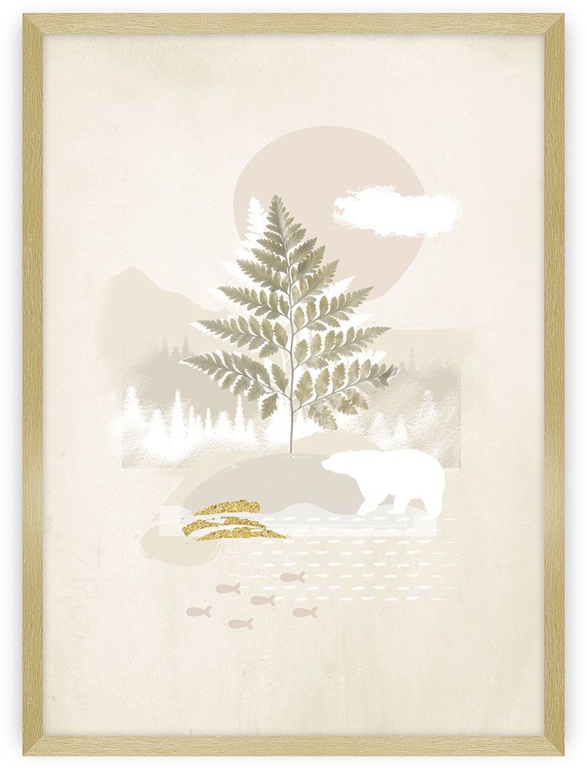 Dekoria Plakat Beige Abstarct II 50 x 70 cm Ramka Złota 222H-000-47