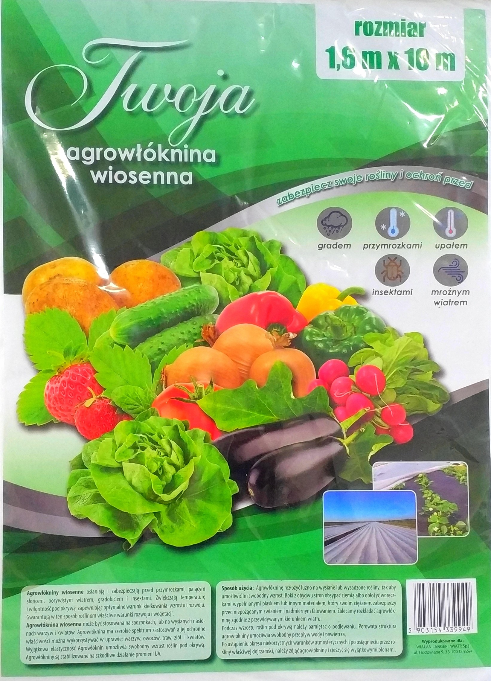 Agrowłóknina Biała Wiosenna Do Okrycia 1.6 x 10 m