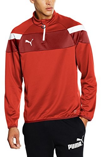 Puma Spirit II męska bluza treningowa z zamkiem 1/4, czerwony, XL 654657 01_red-white_XL