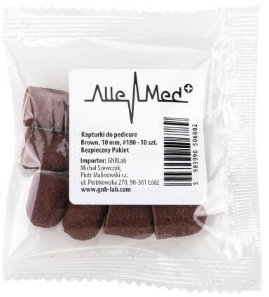 Allemed Kapturki do pedicure 10 mm gradacja 180 10 szt Fabric Podo AlleMed Brązowy Brown