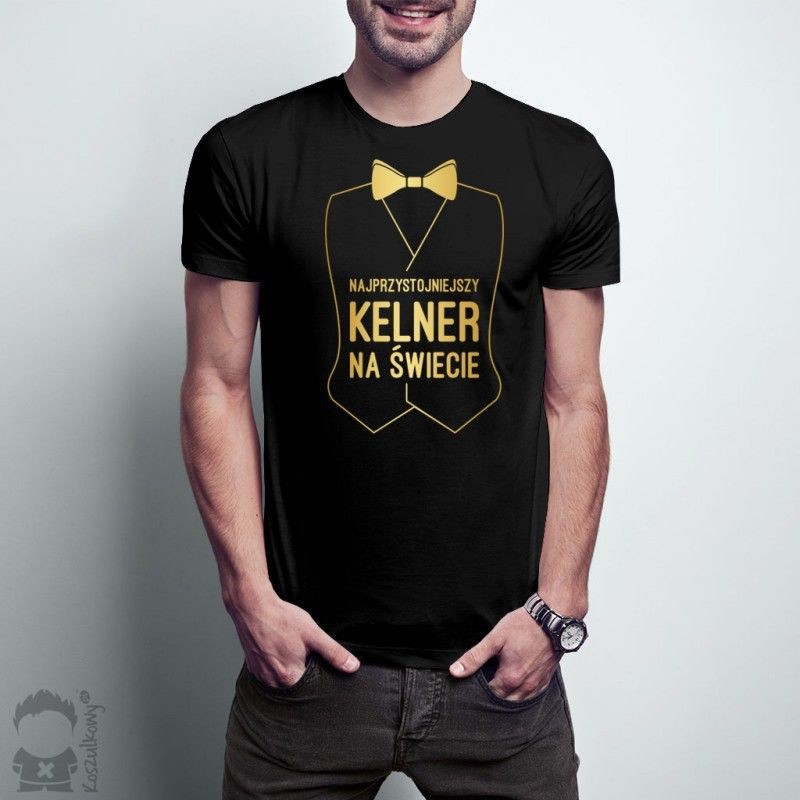 Najprzystojniejszy kelner na świecie - męska koszulka z nadrukiem