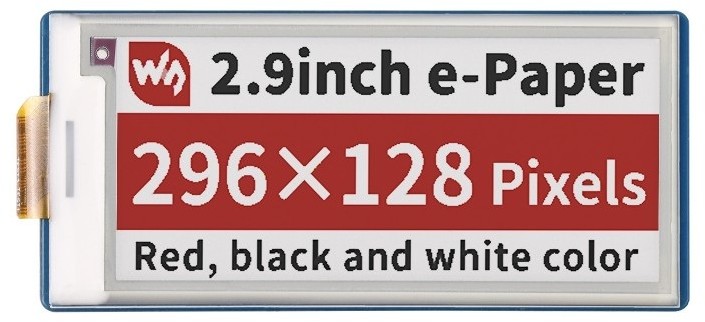 Raspberry Pi Waveshare Wyświetlacz E-Paper E-Ink 2,9'' 296x128px - SPI - 3 kolory - do Pico - Waveshare 19607 WSR-19544
