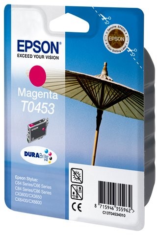 Epson Wyprzedaż Oryginał Tusz Epson T0453 do Epson Stylus C-64 C-66 C-84 C-86 CX-3650 CX-6400 | 8 ml | magenta pudełko zastępcze oryginalny airbag/folia C13T04534010_BP_wyp