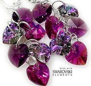 Swarovski długie kolczyki SREBRO Serce CERTYFIKAT