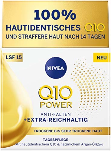 NIVEA Nivea Q10 Power krem na dzień do suchej i bardzo suchej skóry, krem na dzień do wygładzonych zmarszczek, intensywny krem nawilżający z LSF 15, 1 opakowanie (1 x 50 ml)